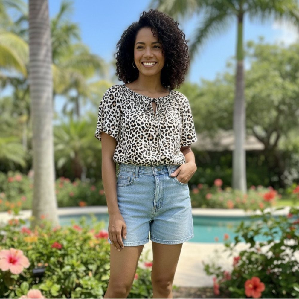 Take 50% OFF- Leopard Print Blouse Women’s, Size-M